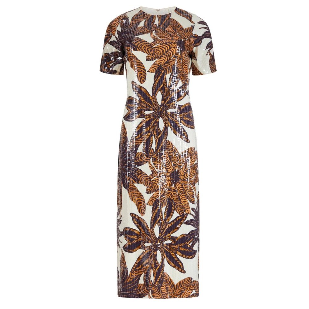 Marie Oliver White and Brown Sequin Dress